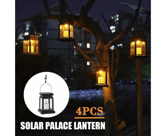 Solar Palace Lantern Garden Lamp Solar LED Candle Light Floor Light Outdoor Camping Lantern Lawn Garden Decor Christmas Decor