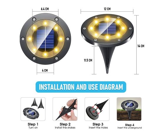 Upgraded 8/16 LED Solar lawn Lights Ground Outdoor Waterproof Solar Garden Decoration Lamps Disk Pathway Yard Landscape Lighting