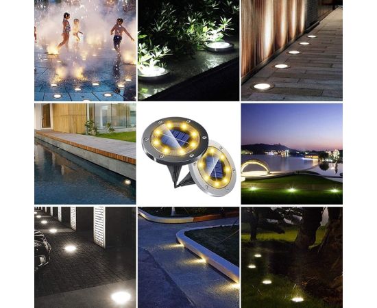 Upgraded 8/16 LED Solar lawn Lights Ground Outdoor Waterproof Solar Garden Decoration Lamps Disk Pathway Yard Landscape Lighting