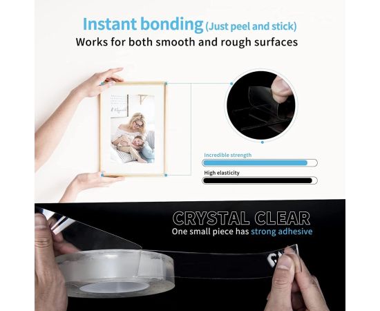 2-10M Double Sided Adhesive Tape Heavy Duty Transparent Washable Ultra-strong Two Sided Mounting Tape Strips for Decoration 2-10M Double Sided Adhesive Tape Heavy Duty Transparent Washable Ultra-strong Two Sided Mounting Tape Strips for Decoration