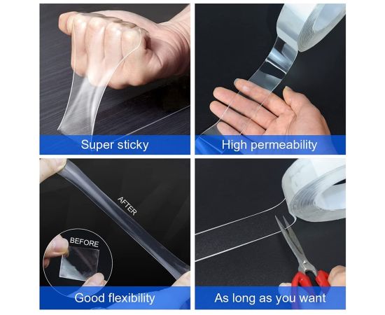 2-10M Double Sided Adhesive Tape Heavy Duty Transparent Washable Ultra-strong Two Sided Mounting Tape Strips for Decoration 2-10M Double Sided Adhesive Tape Heavy Duty Transparent Washable Ultra-strong Two Sided Mounting Tape Strips for Decoration