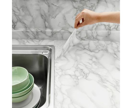 Kitchen Oil-Proof Film Stove Waterproof Moisture-Proof Self-Adhesive Wallpaper Countertop Cabinet Renovation Tile Marble Sticker Kitchen Oil-Proof Film Stove Waterproof Moisture-Proof Self-Adhesive Wallpaper Countertop Cabinet Renovation Tile Marble Sticker